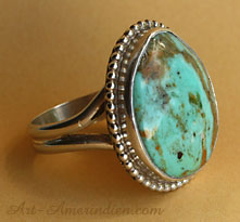 South western sterling silver and turquoise ring made in USA by artist Art Gatzke, size 13 3/4