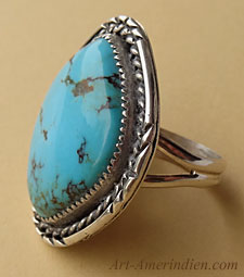 South western Navajo indian sterling silver and turquoise ring