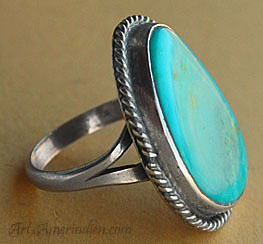 Navajo Indian Native American turquoise and sterling silver ring size 5