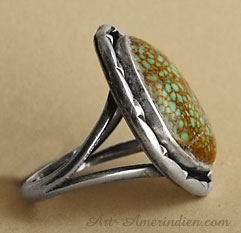 Navajo Indian Native American sterling silver and spiderweb turquoise ring size 5 1/2