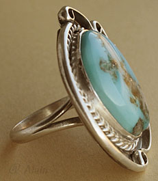 Navajo Native american indian ring made from sterling silver and sleeping beauty turquoise