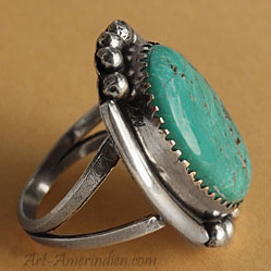 Navajo Indian sterling and turquoise ring hallmarked R by silversmith
