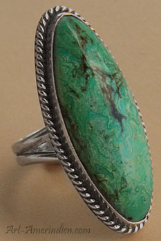 Navajo Native Indian ring made from Sterling Silver and Candelaria mined turquoise.