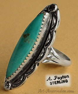 Indian Native American Navajo sterling silver and turquoise ring hallmarked Albert Payton