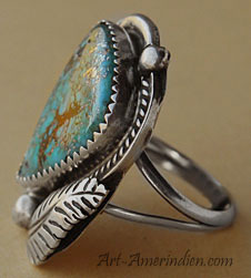 American Indian Native Navajo sterling silver and spiderweb turquoise ring hallmarked Robt Kelly.