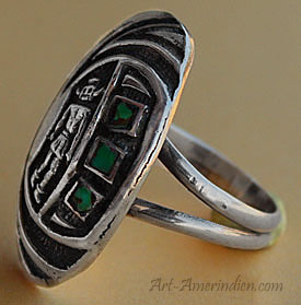 Indian native american navajo tribal ring, sterling silver and rough turquoise