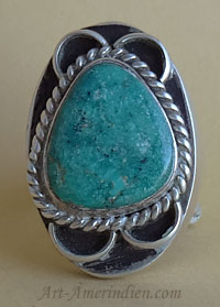 Bague pour homme ou chevalière amérindienne Navajo, bijou indien très lourd en argent avec turquoise