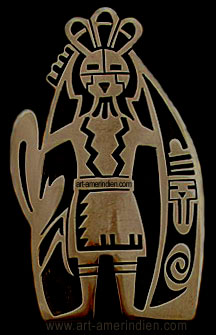 Bijou amerindien en argent massif fabriqué par un artiste Indien Hopi