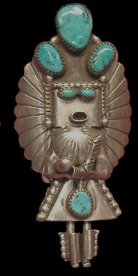 Bolotie amérindien en argent et turquoise, bijou ethnique amérindien