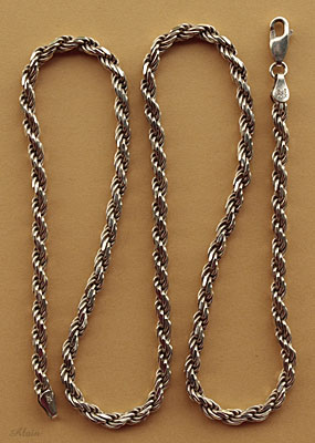 Chaine en argent avec maillons en forme de corde pour pendentifs amérindiens