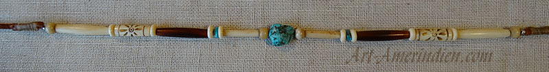 collier ethnique indien, choker perles os et turquoise