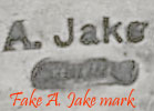 Fake Navajo hallmark A. Jake (Albert Jake) on jewelry sold on Internet