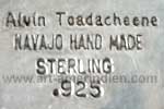 Alvin Toadacheene Navajo indian native american hallmark on sterling silver jewelry