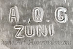 A.Q.G. ZUNI mark on Indian native american jewelry for Annie Quam Gasper Zuni
