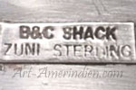 B & C Shack mark on Indian mosaic jewelry for Bobby & Corraine Shack Zuni