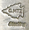 C.MTZ inside arrow head mar on jewelry for Calvin Martinez, Navajo Indian Native American silversmith