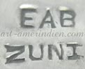 EAB ZUNI mark is Eddy Beyuka Zuni Indian Native American jewelry silversmith hallmark