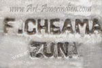 F CHEAMA hallmark on jewelry for Fabian Cheama Zuni Indian Native American silversmith