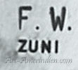F.W. ZUNI hallmark is Fred Weekoty Zuni artist signature.