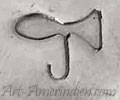 J under a fish hallmark for John Shopteese artist sculptor silversmith Potawatomi indian native american