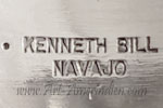 Kenneth Bill Navajo hallmark on sterling silver Indian native jewelry