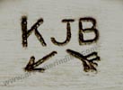 KJB and broken arrow mark jor Keith J Burdick Shoshone/Paiute Indian Native jewelry mark