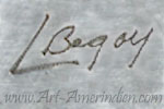 L BEGAY script hallmark on jewelry is Leroy Begay Navajo artist signature