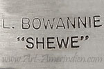 L. BOWANNIE SHEWE hallmark on indian native American Zuni jewelry