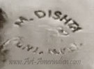 M. Dishta mark for Milburn Dishta Zuni silversmith