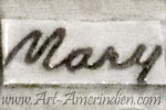 Mary on a plate script hallmark on Indian jewelry is Mary Eriacho Zuni artist signature