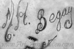 MH Begay script hallmark on Navajo jewelry