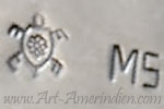 MS Turtle mark on hopi jewelry for Mitchel Sockyma Hopi silversmith
