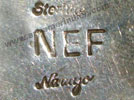 NEF mark for Norman E Freeman Navajo silversmith
