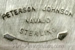 Peterson Johnson Navajo hallmark on jewelry
