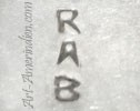 RAB stacked initials mark may be Rose Anne Begay Navajo