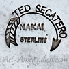 Ted Secatero over a curved arrow navajo hallmark on Nakai jewelry