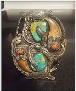 Dual Stone Claw Bracelet from Kakiki, Tigua Reservation Texas