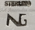 NG conjoined letters hallmark on jewelry is Nick Garcia Kewa from Santo Domingo pueblo