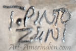 T. Pinto script hallmark for Tamara Pinto Zuni artist